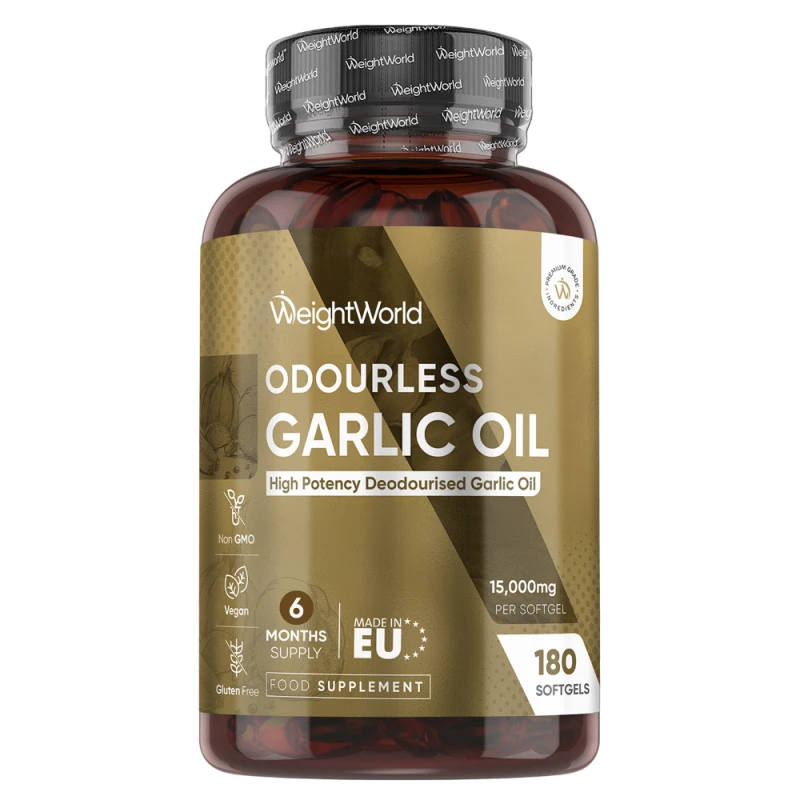 Odourless Garlic Oil Softgels | 15,000mg 180 Softgels | WeightWorld IE