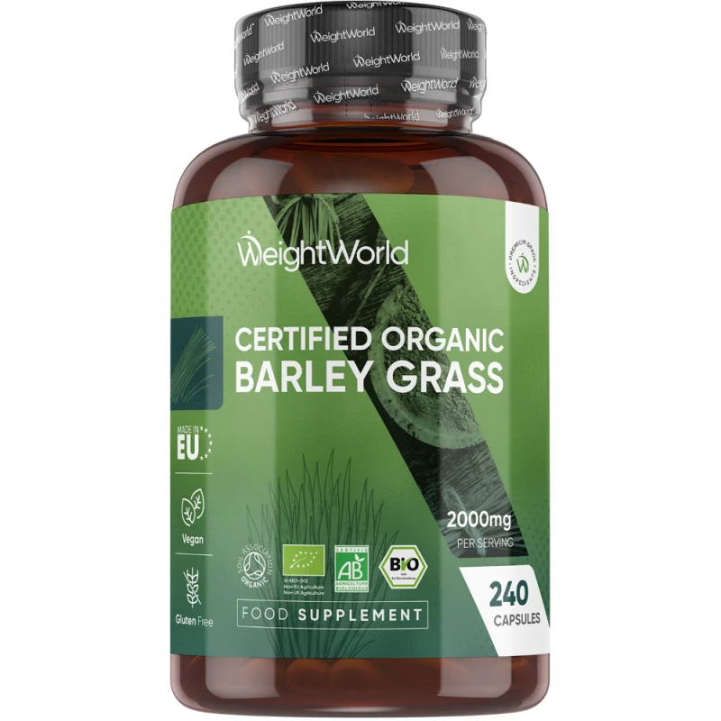 Certified Organic Barley Grass | 2000mg 240 Capsules | WeightWorld IE