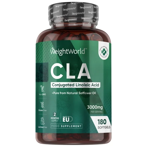 CLA Safflower Oil Supplement - 3000mg 180 Softgels - Omega 6 Fatty Acid Capsules For Weight Management - Pure Active Isomers Conjugated Linoleic Acid
