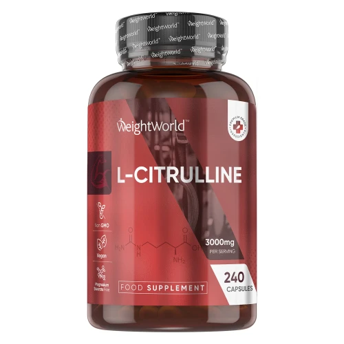 100% Pure L-Citrulline 3000mg Capsules | 240 Vegan Capsules | WeightWorld