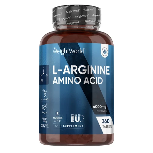 L-Arginine Tablets | 1000 mg 180 Tablets | Ideal for Overall Well-being | WeightWorld UK
