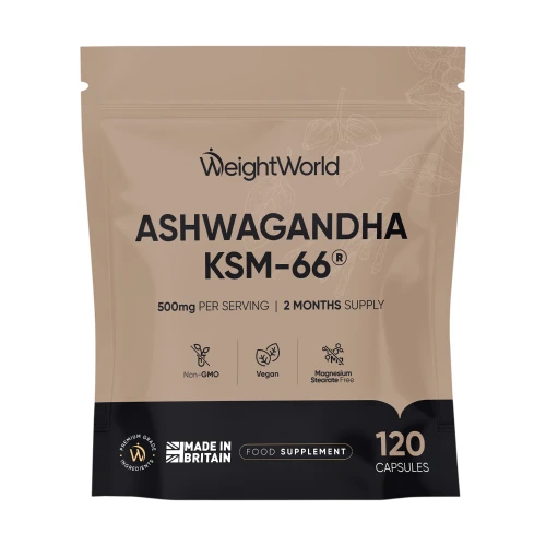 Ashwagandha KSM-66 with Piperine | 500mg 120 Capsules | WeightWorld IE