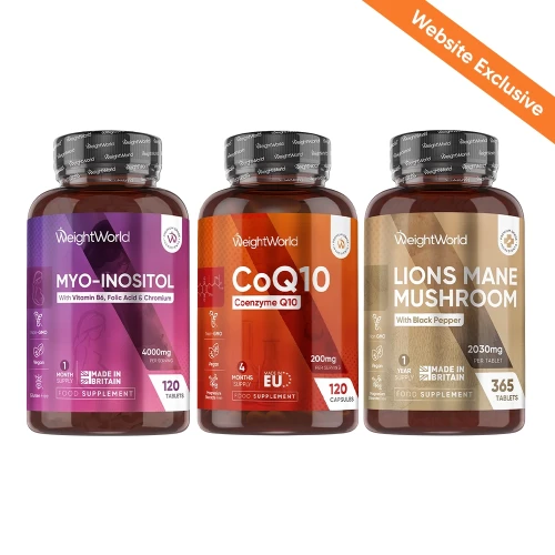 Heart & Mind Care Combo | Inositol + CoQ10 + Lion's Mane Mushroom | WeightWorld IE