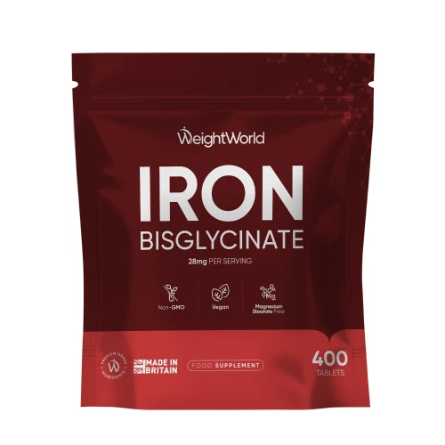 Iron Tablets 28mg - 400 Vegan Tablets (1 Year Supply) - Keto Friendly High Strength Active Iron Supplement- Made in UK