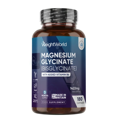 Magnesium Glycinate Capsules | 1422mg 180 Capsules | WeightWorld IE
