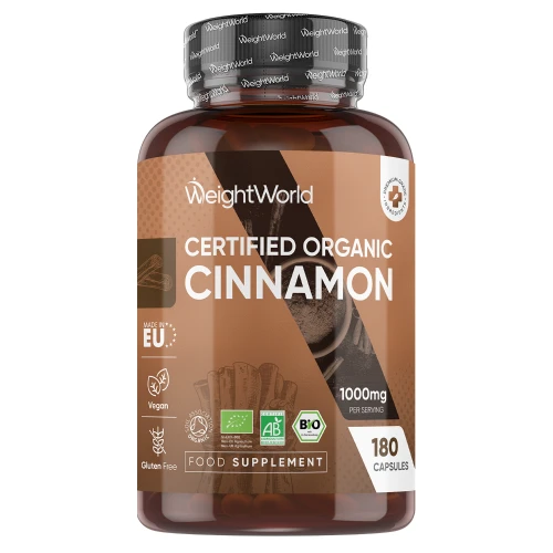 Organic Cinnamon - 1000mg 180 Capsules - Ceylon Supplement for Weight Management & Digestion