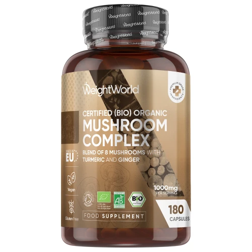 8-in-1 Organic Mushroom Complex | 1000mg 180 Capsules | WeightWorld IE