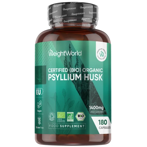 Organic Psyllium Husk Capsules | 1400mg 180 Capsules | WeightWorld IE