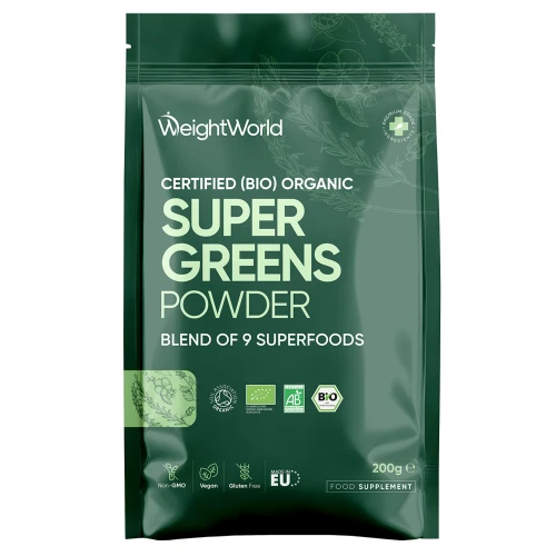 Super Greens Powder - 200g Packed with 9 natural superfoods for Weight Management, Brain, Heart & Digestive Health