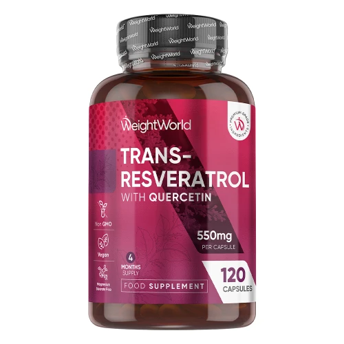 Trans-Resveratrol with Quercetin | 550mg 120 Capsules | WeightWorld IE