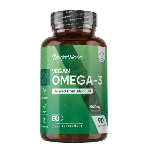 Vegan Omega-3 | 2000mg Algal Oil | 90 Softgels | WeightWorld IE