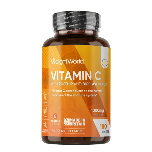 Vitamin C with Rosehip & Bioflavonoids | 1000mg 180 Tablets | WeightWorld IE
