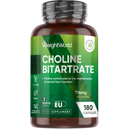 Choline Bitartrate | 714mg 180 Capsules | WeightWorld IE