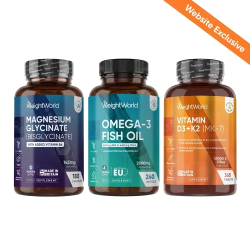 Daily Wellness Trio | Magnesium + Omega 3 + Vitamin D3 | WeightWorld