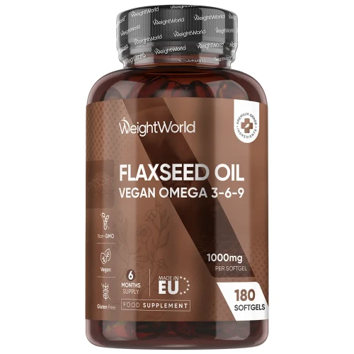 Flaxseed Oil Softgels | 1000mg 180 Softgels | WeightWorld IE