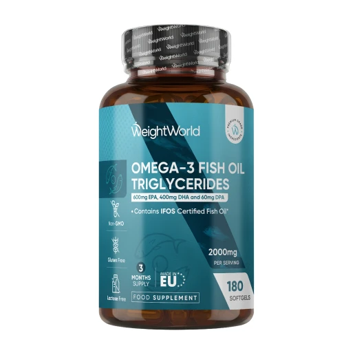 Omega-3 Fish Oil Triglycerides | 2000mg 180 Softgels | WeightWorld IE