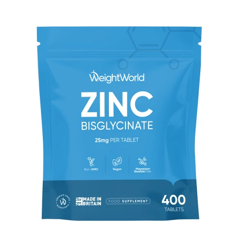 Zinc Bisglycinate Tablets | 50mg 400 Tablets (6+ month Supply) | WeightWorld